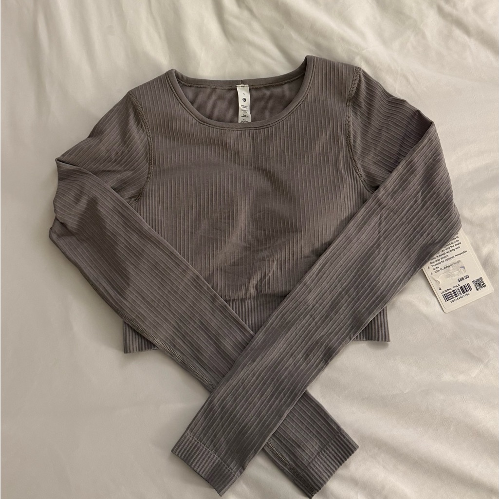 Lululemon Athletica Ribbed Charcoal Top Size 4
